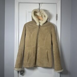 Wilsons Leather Jacket Women's Medium Tan‎ Suede Leather Fur Lined VTG